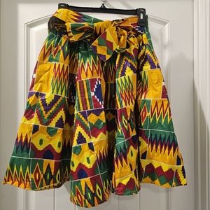 Multicolor skater african print skirt